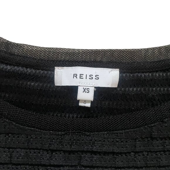 Reiss XS Black Textured Short Sleeve Top - Picture 6 of 8